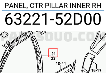 Suzuki 6322152D00 PANEL, CTR PILLAR INNER RH
