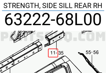 Suzuki 6322268L00 STRENGTH, SIDE SILL REAR RH