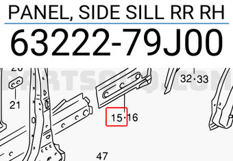 Suzuki 6322279J00 PANEL, SIDE SILL RR RH