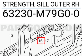 Suzuki 63230M79G00 STRENGTH, SILL OUTER RH