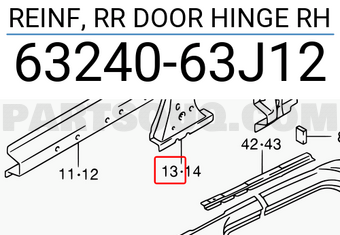 Suzuki 6324063J12 REINF, RR DOOR HINGE RH