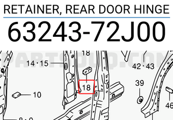 Suzuki 6324372J00 RETAINER, REAR DOOR HINGE