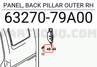 Suzuki 6327079A00 PANEL, BACK PILLAR OUTER RH