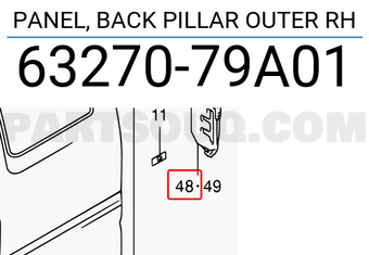 Suzuki 6327079A01 PANEL, BACK PILLAR OUTER RH