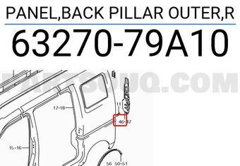 Suzuki 6327079A10 PANEL,BACK PILLAR OUTER,R