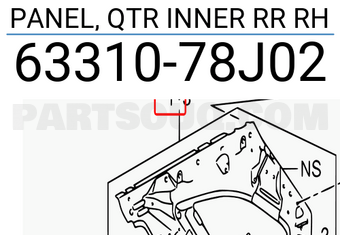 Suzuki 6331078J02 PANEL, QTR INNER RR RH