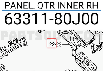 Suzuki 6331180J00 PANEL, QTR INNER RH