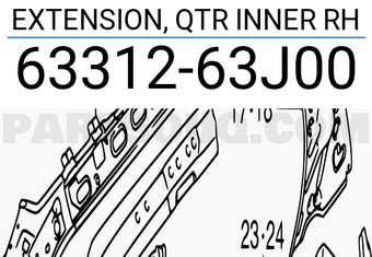 Suzuki 6331263J00 EXTENSION, QTR INNER RH
