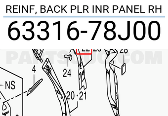 Suzuki 6331678J00 REINF, BACK PLR INR PANEL RH