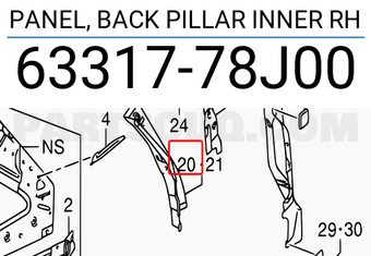 Suzuki 6331778J00 PANEL, BACK PILLAR INNER RH