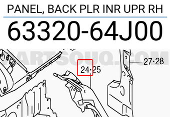 Suzuki 6332064J00 PANEL, BACK PLR INR UPR RH