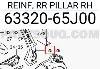 Suzuki 6332065J00 REINF, RR PILLAR RH