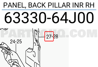 Suzuki 6333064J00 PANEL, BACK PILLAR INR RH