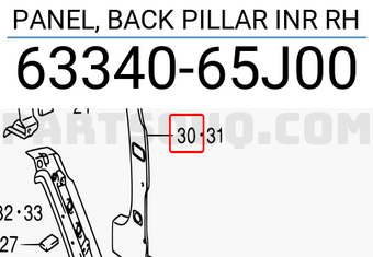 Suzuki 6334065J00 PANEL, BACK PILLAR INR RH