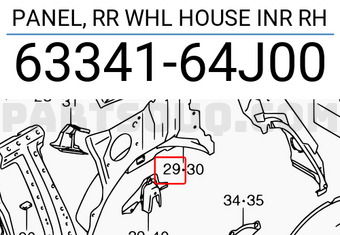 Suzuki 6334164J00 PANEL, RR WHL HOUSE INR RH