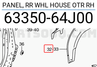 Suzuki 6335064J00 PANEL, RR WHL HOUSE OTR RH