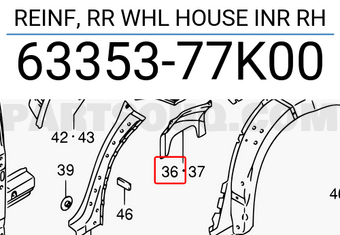 Suzuki 6335377K00 REINF, RR WHL HOUSE INR RH