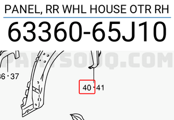 Suzuki 6336065J10 PANEL, RR WHL HOUSE OTR RH