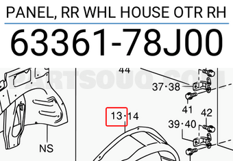 Suzuki 6336178J00 PANEL, RR WHL HOUSE OTR RH