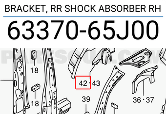 Suzuki 6337065J00 BRACKET, RR SHOCK ABSORBER RH