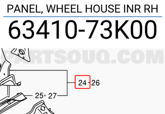 Suzuki 6341073K00 PANEL, WHEEL HOUSE INR RH