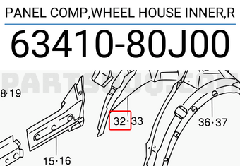 Suzuki 6341080J00 PANEL COMP,WHEEL HOUSE INNER,R