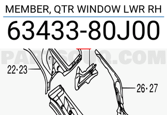 Suzuki 6343380J00 MEMBER, QTR WINDOW LWR RH