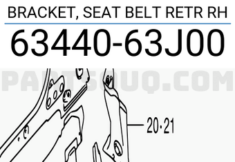 Suzuki 6344063J00 BRACKET, SEAT BELT RETR RH