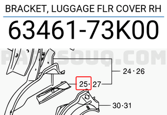 Suzuki 6346173K00 BRACKET, LUGGAGE FLR COVER RH