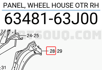 Suzuki 6348163J00 PANEL, WHEEL HOUSE OTR RH