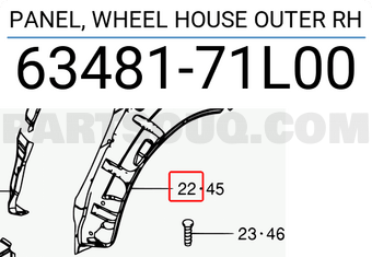 Suzuki 6348171L00 PANEL, WHEEL HOUSE OUTER RH
