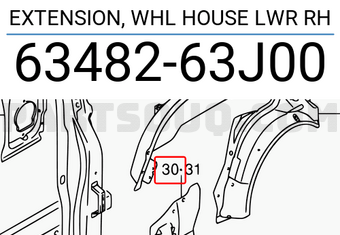 Suzuki 6348263J00 EXTENSION, WHL HOUSE LWR RH