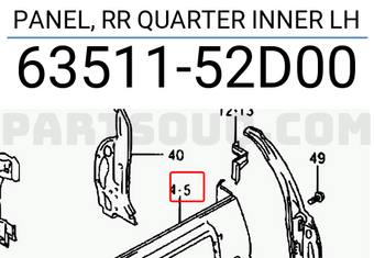 Suzuki 6351152D00 PANEL, RR QUARTER INNER LH