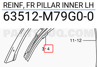 Suzuki 63512M79G00 REINF, FR PILLAR INNER LH