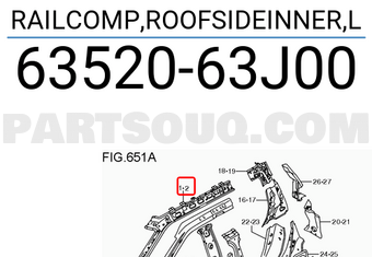 Suzuki 6352063J00 RAILCOMP,ROOFSIDEINNER,L