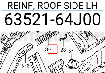 Suzuki 6352164J00 REINF, ROOF SIDE LH