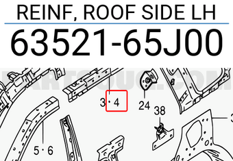 Suzuki 6352165J00 REINF, ROOF SIDE LH