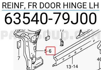 Suzuki 6354079J00 REINF, FR DOOR HINGE LH
