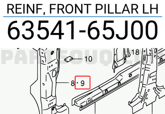 Suzuki 6354165J00 REINF, FRONT PILLAR LH