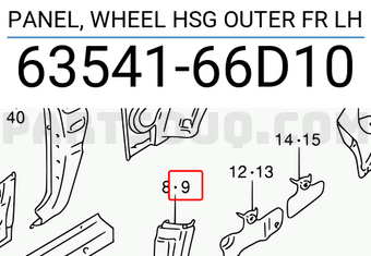 Suzuki 6354166D10 PANEL, WHEEL HSG OUTER FR LH