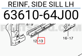 Suzuki 6361064J00 REINF, SIDE SILL LH