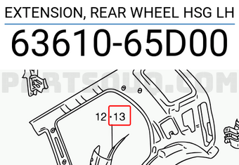 Suzuki 6361065D00 EXTENSION, REAR WHEEL HSG LH