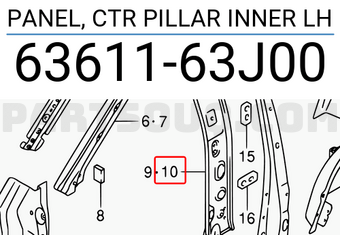 Suzuki 6361163J00 PANEL, CTR PILLAR INNER LH