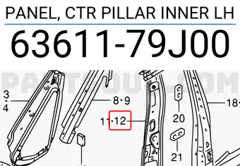 Suzuki 6361179J00 PANEL, CTR PILLAR INNER LH