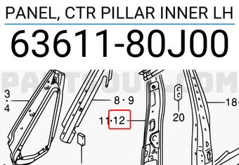 Suzuki 6361180J00 PANEL, CTR PILLAR INNER LH