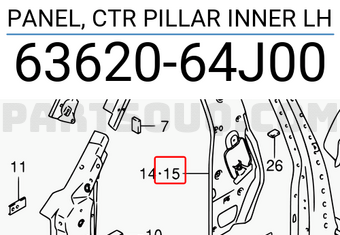 Suzuki 6362064J00 PANEL, CTR PILLAR INNER LH