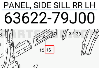 Suzuki 6362279J00 PANEL, SIDE SILL RR LH