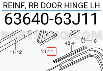Suzuki 6364063J11 REINF, RR DOOR HINGE LH