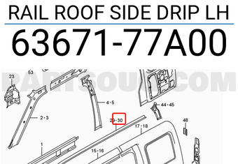 Suzuki 6367177A00 RAIL ROOF SIDE DRIP LH