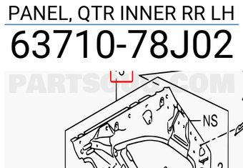 Suzuki 6371078J02 PANEL, QTR INNER RR LH